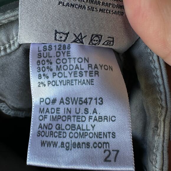 NWOT AG Farrah Skinny Jeans 27 Made in USA Gunmetal Coated Denim $225 MSRP - Picture 8 of 9
